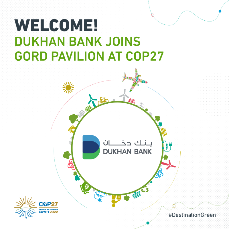 GORDMENA's tweet photo. We welcome Dukhan Bank as the Eco-Leader of GORD’s #DestinationGreen Program. The bank will be joining GORD Pavilion at #COP27. To know more about Destination Green Program, visit: https://t.co/SJPkK7Mp7Z
📍 Green Zone, Booth O5 &amp; Y25
@COP27P @DukhanBank