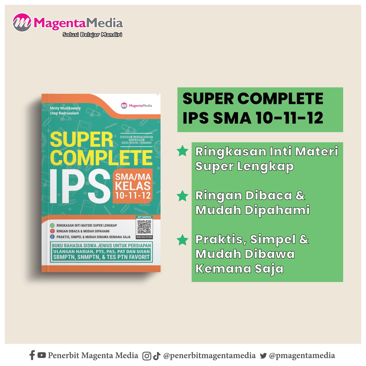 pmagentamedia's tweet photo. Buku rekomendasi buat kalian anak SMA jurusan Soshum, buku kecil yang bisa kalian bawa kemana-mana
#buku #rekomendasi #book #soshum #IPS #penerbitmagentamedia #supercomplete #magentamedia #pocket #pocketbook https://t.co/cq09EroGNg