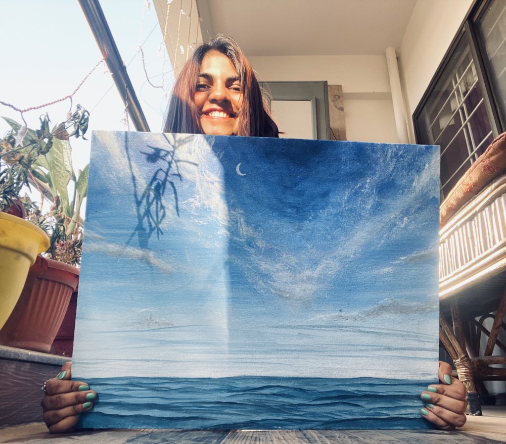 sanyasrishti's tweet photo. finished another sea painting w a crescent moon 🌙🖼️🎨🌊

DM to buy! 
20 x 14 inches

retweet for visibility 🥺 https://t.co/Pul1YY7u8O