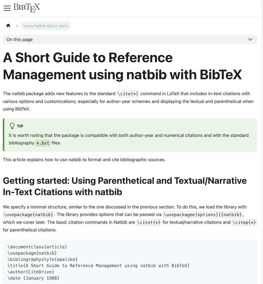 A Short Guide to Reference Management using natbib with BibTeX bibtex.eu/natbib/ #Natbib #Overleaf #TeXLaTeX #BibTeX #BibLaTeX #CiteDrive #RStats #Rmarkdown #quartopub #referencemanagement