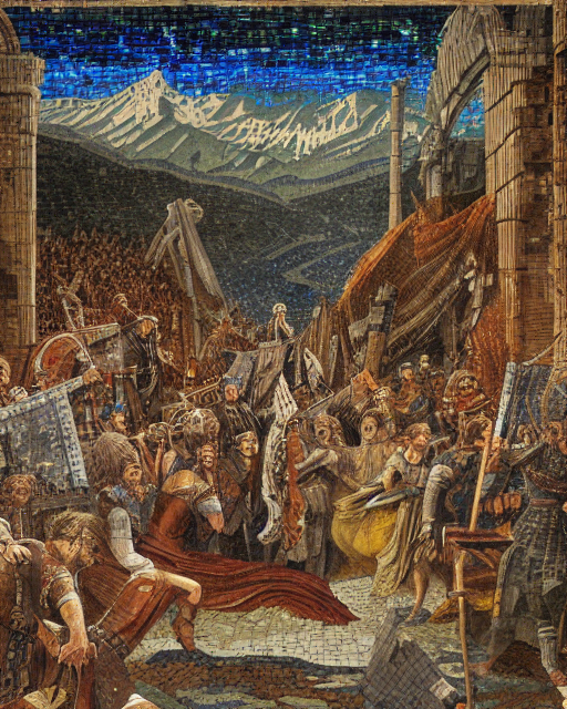 Jonlang_'s tweet photo. Asked an AI to depict the Fall of Gondolin in Roman mosaics. 
#AIArt #Tolkien #Silmarillion #LOTR https://t.co/3ttTxXcif7