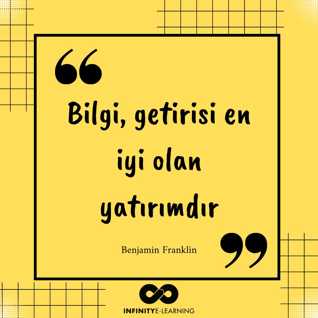 ilkayozuturk's tweet photo. Benjamin Franklin'in sözünden yola çıkarak söyleyebiliriz ki; yapmanız gereken en büyük yatırım bilgi ve öğrenme üzerine olmalıdır. Unutmayın, bilgi uzun vadede başarıyı birlikte getirir!
#infinityelearning #hizliegitim #basari #bilgi #yatirim #benjaminfranklin #ogrenme https://t.co/qapl1tmFCY