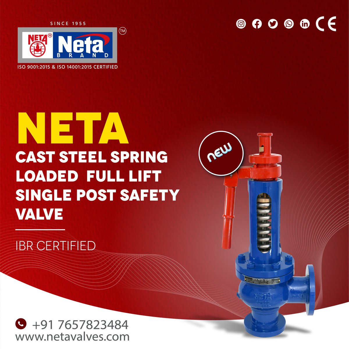 NetaMetalWorks's tweet photo. Neta Metal Works offering Newly Launched Neta Cast Steel Spring Loaded Full Lift Single Post Safety Valve. It is suitable for Steam Service.
Web - https://t.co/ClMitH6059
Call - 7657823484
Email - Info@Netametal.com
#Valve #valves #Butterflyvalve #netavalve #Netametalworks https://t.co/VxlCZKrYxO