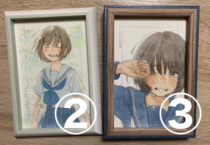 明日の21:00から3つのポストカードサイズ原画をDMにて販売します①20000円(+送料520円)②16000円(+送料)③12000円(+送料)21時になりましたら販売開始ツイートを行うので、購入ご希望の方はそちらを確認してから、DMで希望の番号をおっしゃってください。よろしくお願いします↓つづき 