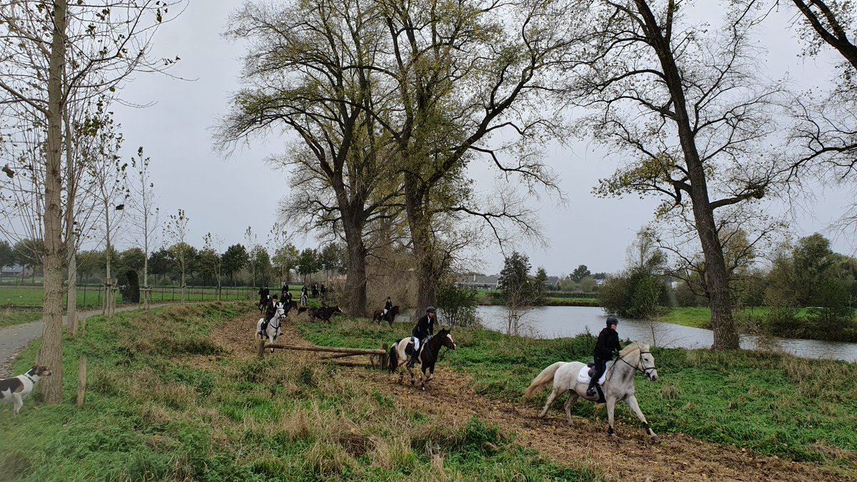 CarolineHoorde's tweet photo. #vrtweer #Deinze 12u27 Door de wind, door de regen... De Sint-Hubertusviering van Deinze langs de "oude Leie" #maaigemdijk https://t.co/ysXDc4Z1DD