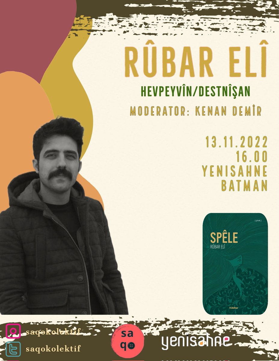 Nivîskar Rûbar Elî bi yekem berhema xwe dê bi me re be. Kerem bikin🌸