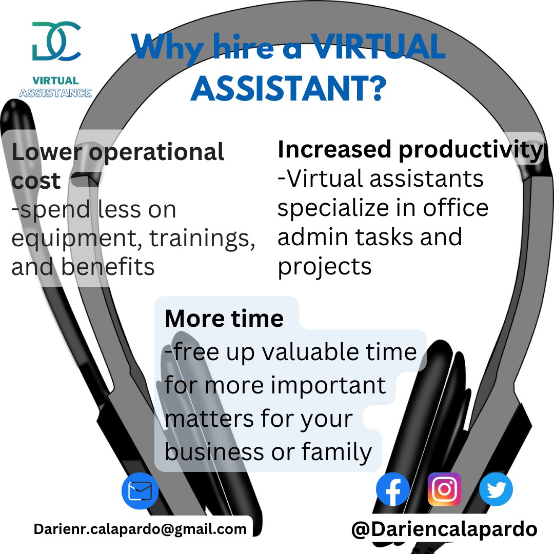 DarienCalapardo's tweet photo. When you hire a virtual assistant, you're not just hiring a person. You're hiring the most important part of your business: time!⏲ They make sure that everything is running smoothly throughout the day. #DigitalJobsPH        
#virtualassistanceforhire https://t.co/49YnSSiHIe