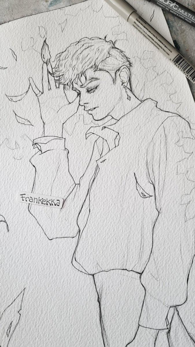 Frankekka_'s tweet photo. Autumn Leaves 🍂 this is my first illustration on rough paper, so, wish me luck haha #illustration #arte #art #ArtistOnTwitter #artwork #sketch #anime #animetwt #manga #comics #otaku #watercolor https://t.co/hnqnm7YUlc