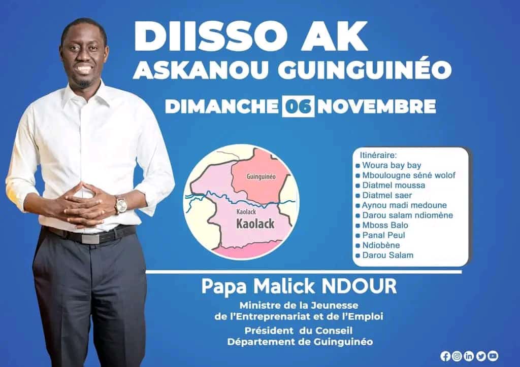 b_sarkoly's tweet photo. M. Le Ministre de la jeuness Sénégalaise de l'Entreprenariat et de l'emploi, président de conseil départemental de Guinguineo.
@PapeMalickNdour '' Dîna Disso ak askanou Guinguineo tay dji inshalah ''
Bravo pour la mise !! https://t.co/RJMH55pfkj