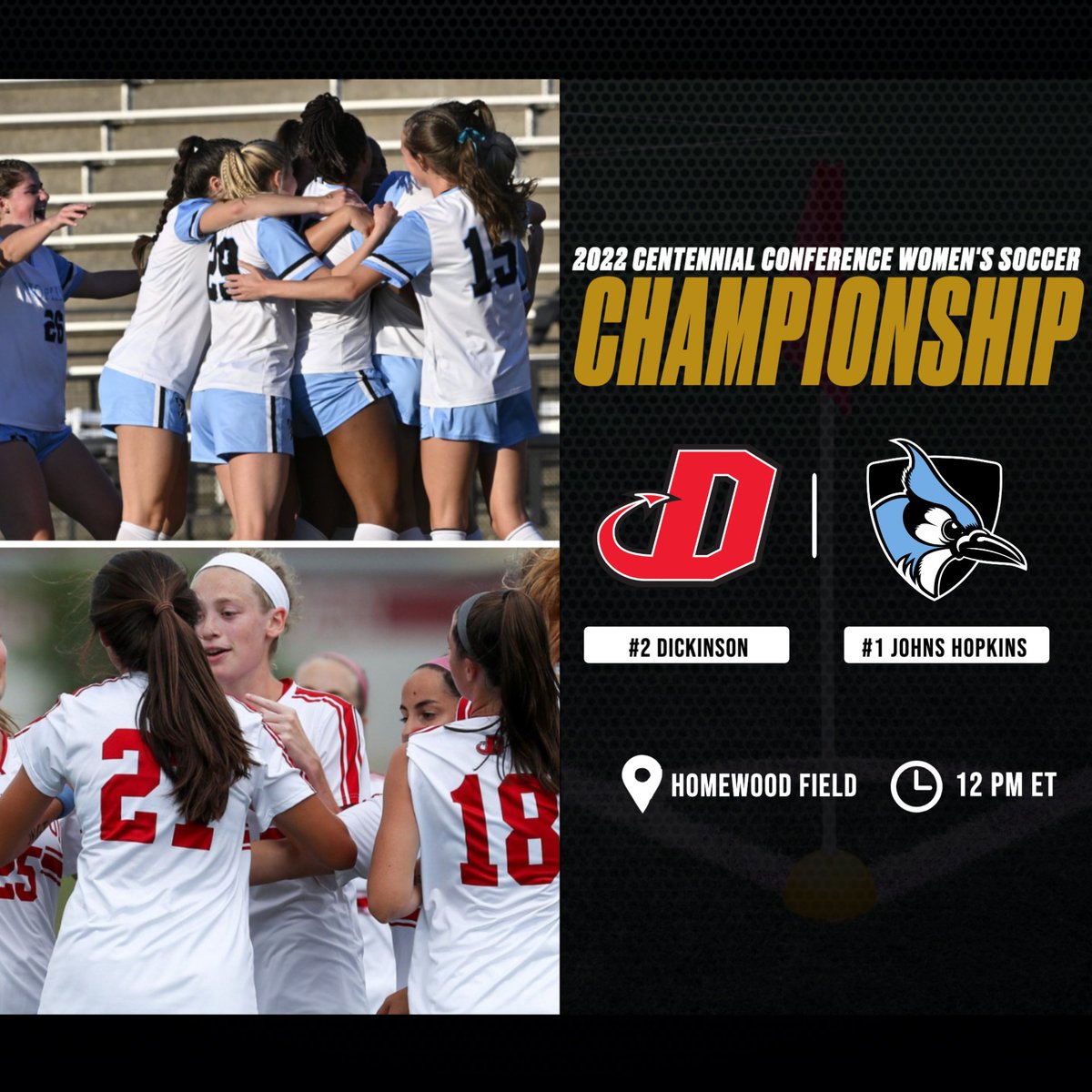 CentennialConference (@centennialconf) on Twitter photo 2022 #CentConf Women's Soccer Championship
#CCwsoc
#1 <a href="/HopkinsWSoccer/">Johns Hopkins Women's Soccer</a> π
#2 <a href="/DickinsonWSoccr/">Dickinson Women's Soccer</a>
β° 12:00 PM
πHomewood Field
πΉ bit.ly/3E1Uk2G
π bit.ly/3wkM7kJ 2022 #CentConf Women's Soccer Championship
#CCwsoc
#1 <a href="/HopkinsWSoccer/">Johns Hopkins Women's Soccer</a> π
#2 <a href="/DickinsonWSoccr/">Dickinson Women's Soccer</a>
β° 12:00 PM
πHomewood Field
πΉ bit.ly/3E1Uk2G
π bit.ly/3wkM7kJ