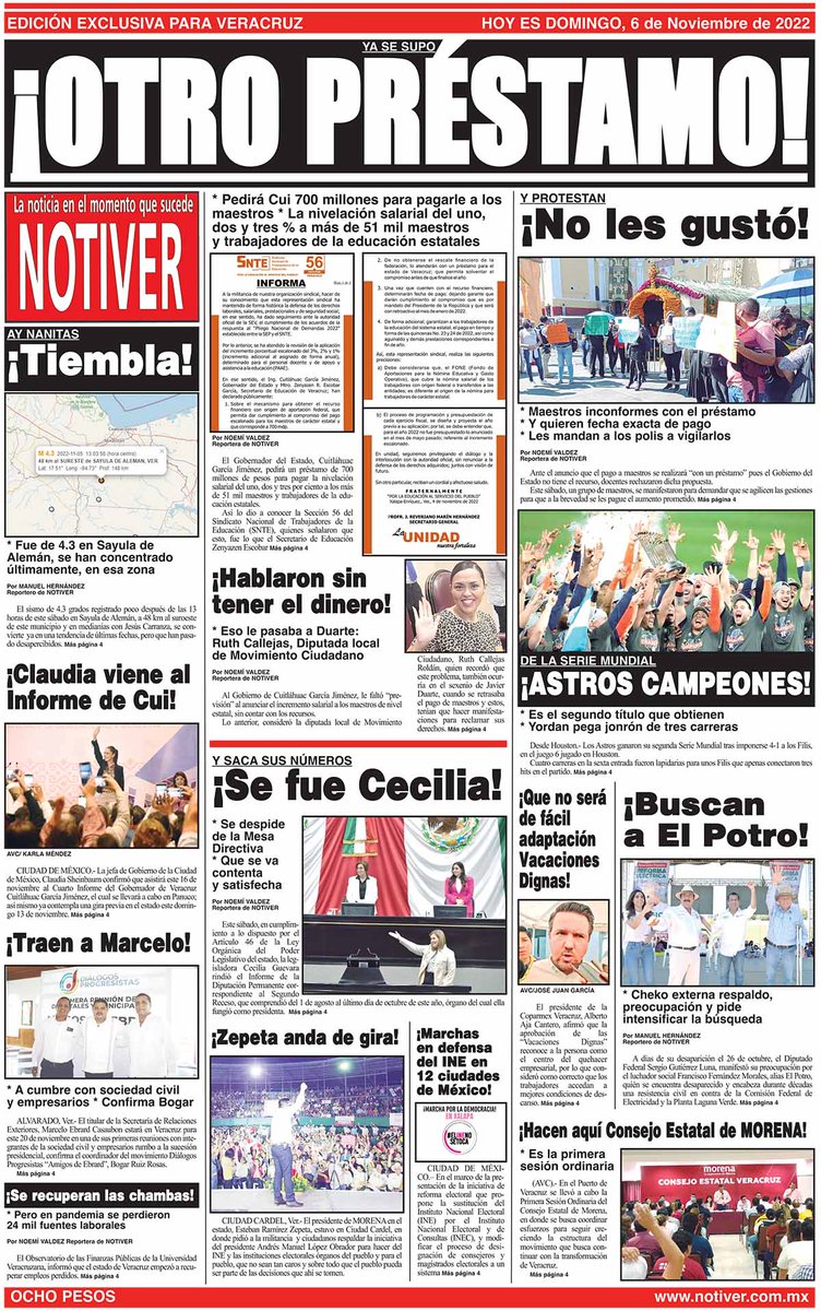 NOTIVER's tweet photo. #PEDIRÁ #CUI 700 #MILLONES PARA #PAGARLE A LOS #MAESTROS
LA #NIVELACIÓN #SALARIAL DEL UNO, DOS Y TRES % A #MÁS DE 51 #MIL #MAESTROS
Y #TRABAJADORES DE LA #EDUCACIÓN #ESTATAL https://t.co/CV61yE49Pu