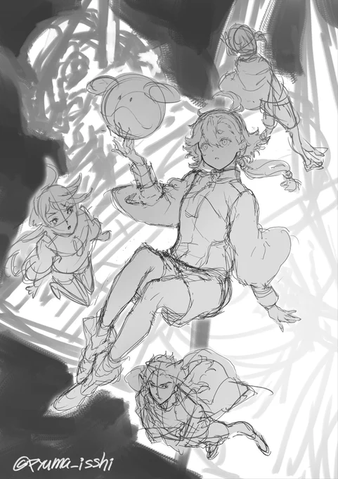 こんな構図で描くか、エアリアルがめんどそうだな 