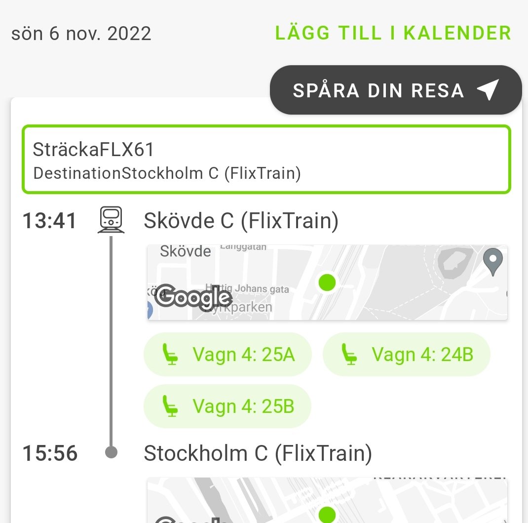 "IT-killarna har lite problem så era platser är dubbelbokade". 
Jag kan säga att det skapar problem för en familj med en autist i. Det är heller inte kul att stå till Stockholm. #flixtrain är bajs.