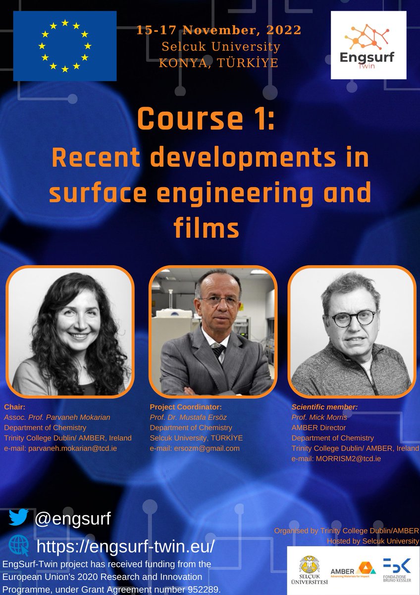 Very excited about Course 1 of the #engsurf project!

<a href="/selcukuniresmi/">Selçuk Üniversitesi</a>
<a href="/ambercentre/">AMBER</a>
<a href="/FBK_research/">Fondazione Bruno Kessler - FBK</a>