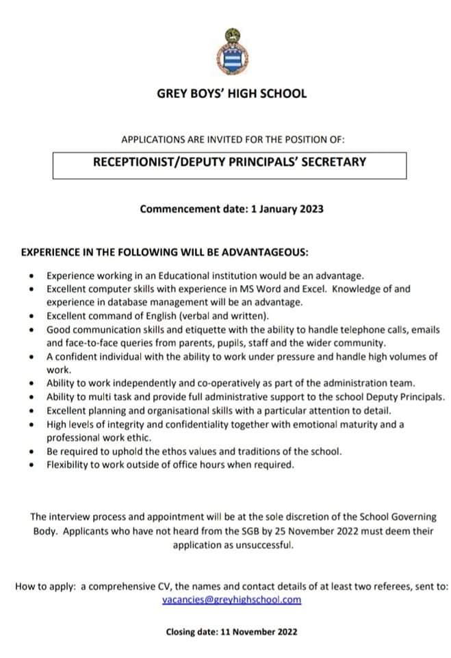 Eastern Cape Vacancies 🇿🇦 on Twitter "LOCATION Port Elizabeth 