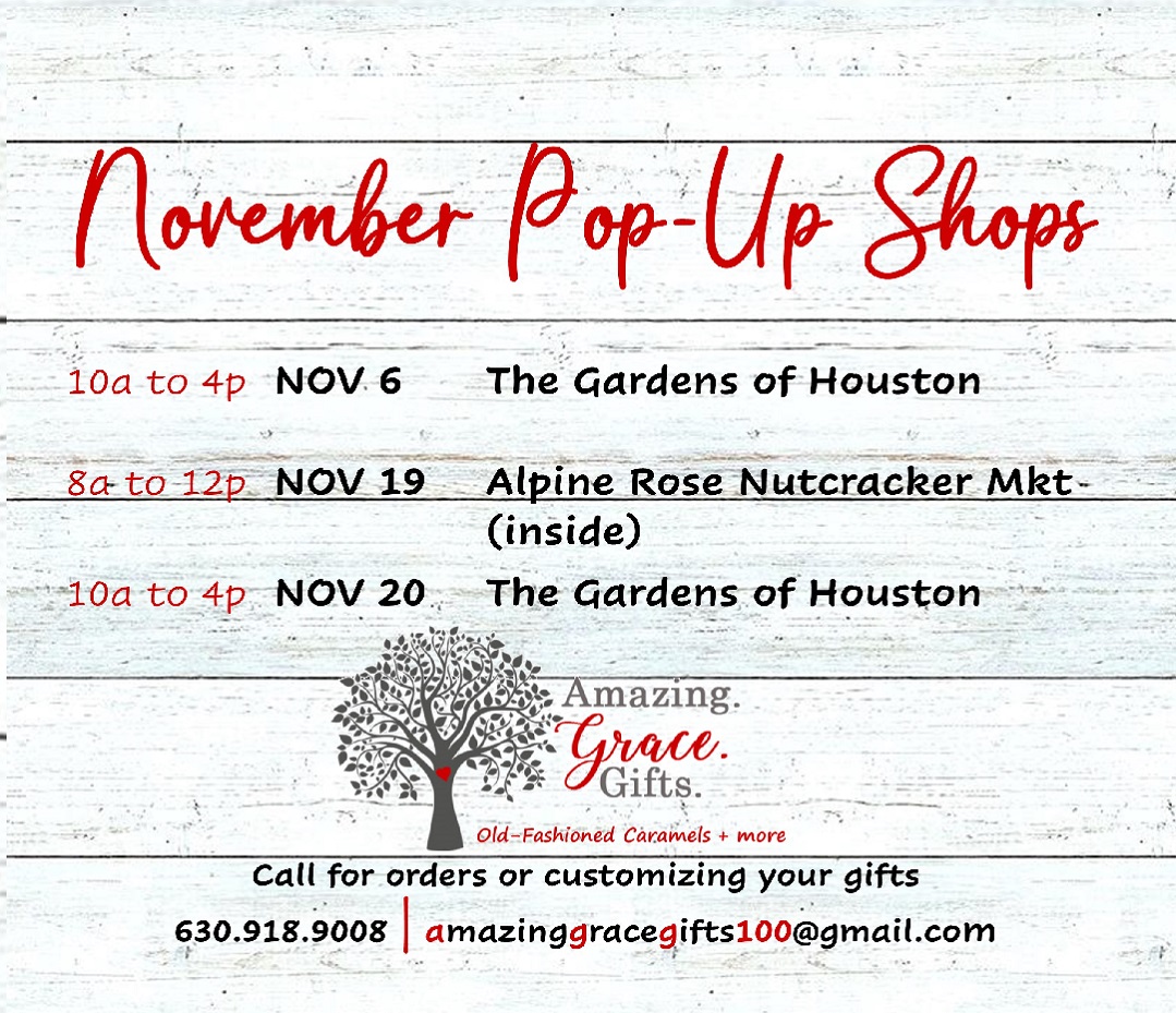 AmazingGraceGi1's tweet photo. 🍬Get ready for Thanksgiving AND Christmas. Place your orders for delicious barks + caramels!
VOTE for your fave FLAVOR--free samples.
👉The Gardens 12001 Beamer Houston (Nov 6 &amp; 20- 10am-4pm)
👉Alpine Rose Salon 3206 Marina Bay League City (Nov 19- 8am-12p)
#VeteranOwnedBusiness https://t.co/uAVWYNOHEt