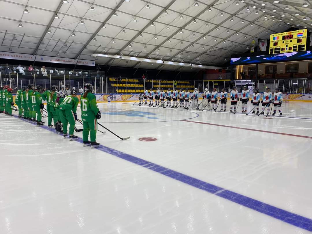 IIHA's tweet photo. Game 1
Ireland 4-5 Luxembourg
Goals: 
#95 Cummins
#9 Ní Mhathúna
#40 Morrison assisted by #20 Sinton
#40 Morrison assisted by #88 Bartl
#DevCup2022 #IrishIceHockey #iiha 

The game times in red are Ireland times. https://t.co/LV8n1ekeh1