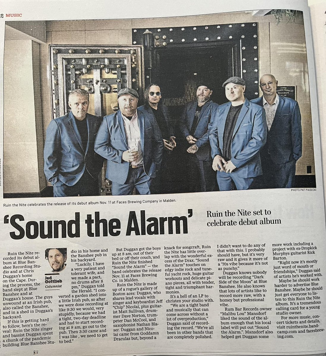 Grab a copy of the Sunday Herald and check out the feature on <a href="/RuinTheNite/">Ruin the Nite</a>, who release debut album 'Sound The Alarm' on Friday via @RumBarRecords, with the release party that night at <a href="/FacesBrewing/">Faces Brewing Co.</a> Co.