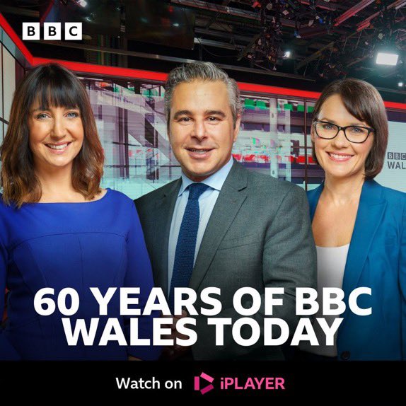 Celebrating 60 years of <a href="/BBCWalesToday/">BBC Wales Today</a>. Tune in to a special programme I produced TODAY at 5.05pm on BBC One Wales. News and nostalgia with <a href="/lucyowenwales/">Lucy Owen</a> <a href="/NickServini/">Nick Servini</a> @JenVaughanJones <a href="/DerekTheWeather/">Derek Brockway - weatherman</a> <a href="/Sue_Charles/">Sue Charles</a> <a href="/SabrinaJayneLee/">Sabrina Lee</a> @tdafydd <a href="/LauraMcAllister/">Laura McAllister 🏴󠁧󠁢󠁷󠁬󠁳󠁿</a> <a href="/BBCCymruWales/">BBC Cymru Wales</a>