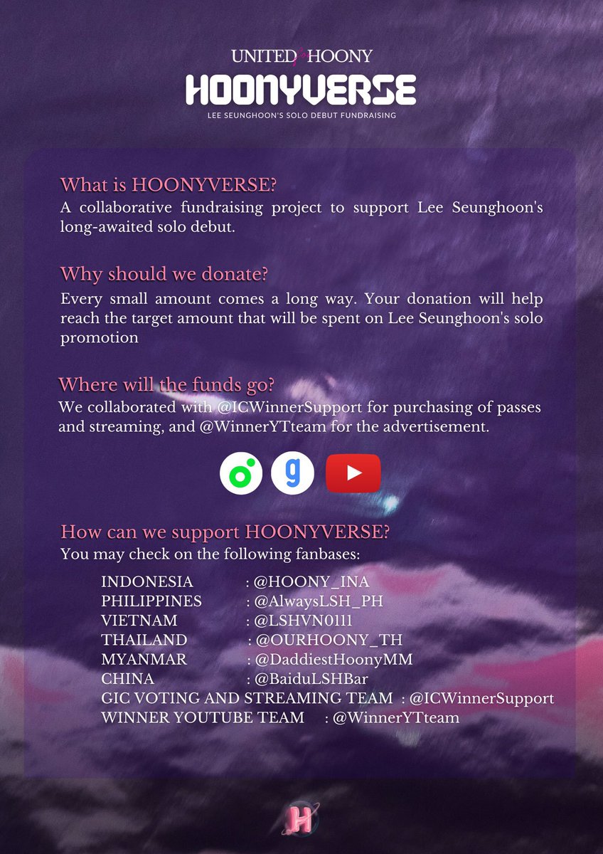 UNITED FOR HOONY: HOONYVERSE PROJECT 💫

In preparation for #HOONY Solo Debut, We'll organize fundraising as part of our support. If you want to help us, you can send your donations via Paypal 🤗

Paypal Account: v.vanda2125@gmail.com 

#HOONY_1ST_VERSE 
#이승훈 <a href="/official_hoony_/">official_hoony_</a>