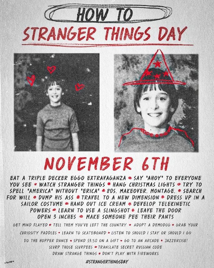 Único dia que voce pode dar RT nesse tweet!

STRANGER THINGS DAY