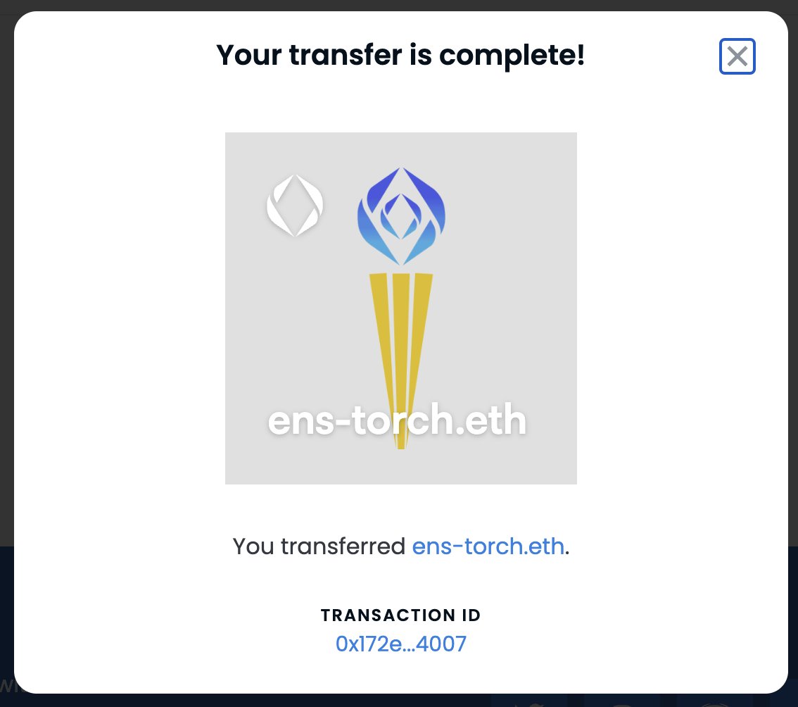 Passing the <a href="/ENSTorchRelay/">ENS-Torch-Relay.eth</a> to <a href="/meliajyin/">amelia</a>.

Marketing maestro behind @pestlemortarSEA and quickly becoming one of the leading female #web3 faces in SEA. Can't wait to find out what she gets up to next.

Honored to be handed the torch by my very first web3 senpai, <a href="/epicsuperstar/">小混混买比特币</a>!