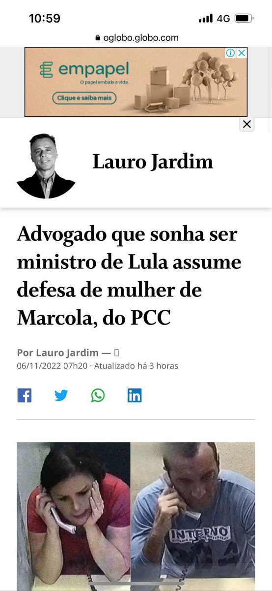 fernandoconrado's tweet photo. “Advogado que sonha ser ministro de Lula assume defesa de mulher de Marcola, do PCC”.

Essa é a notícia que acabo de ler n’O Globo.

[ p.s Nunca te esqueça: “CPX” significa Complexo 🤡 ] https://t.co/x9h1LCT6hp