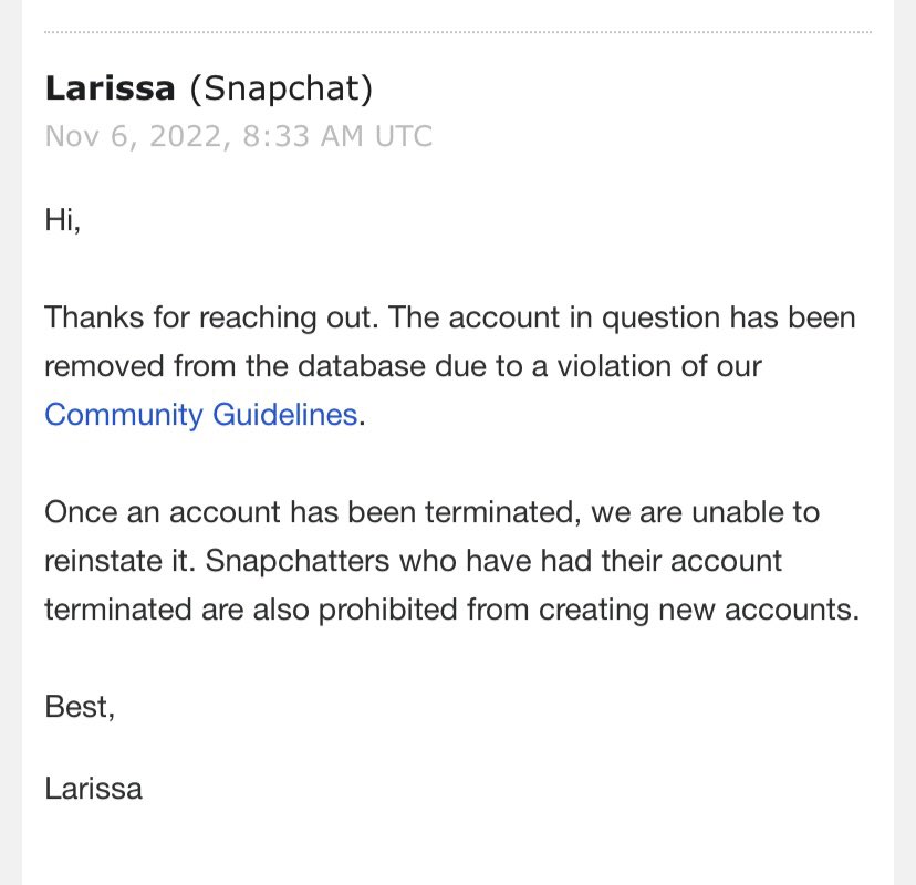 Conorryan2020's tweet photo. @snapchatsupport Look at this Snapchat telling lies don’t at up Snapchat has violated there own guidelines @snapchatsupport @Snapchat https://t.co/sTHoefj3XB