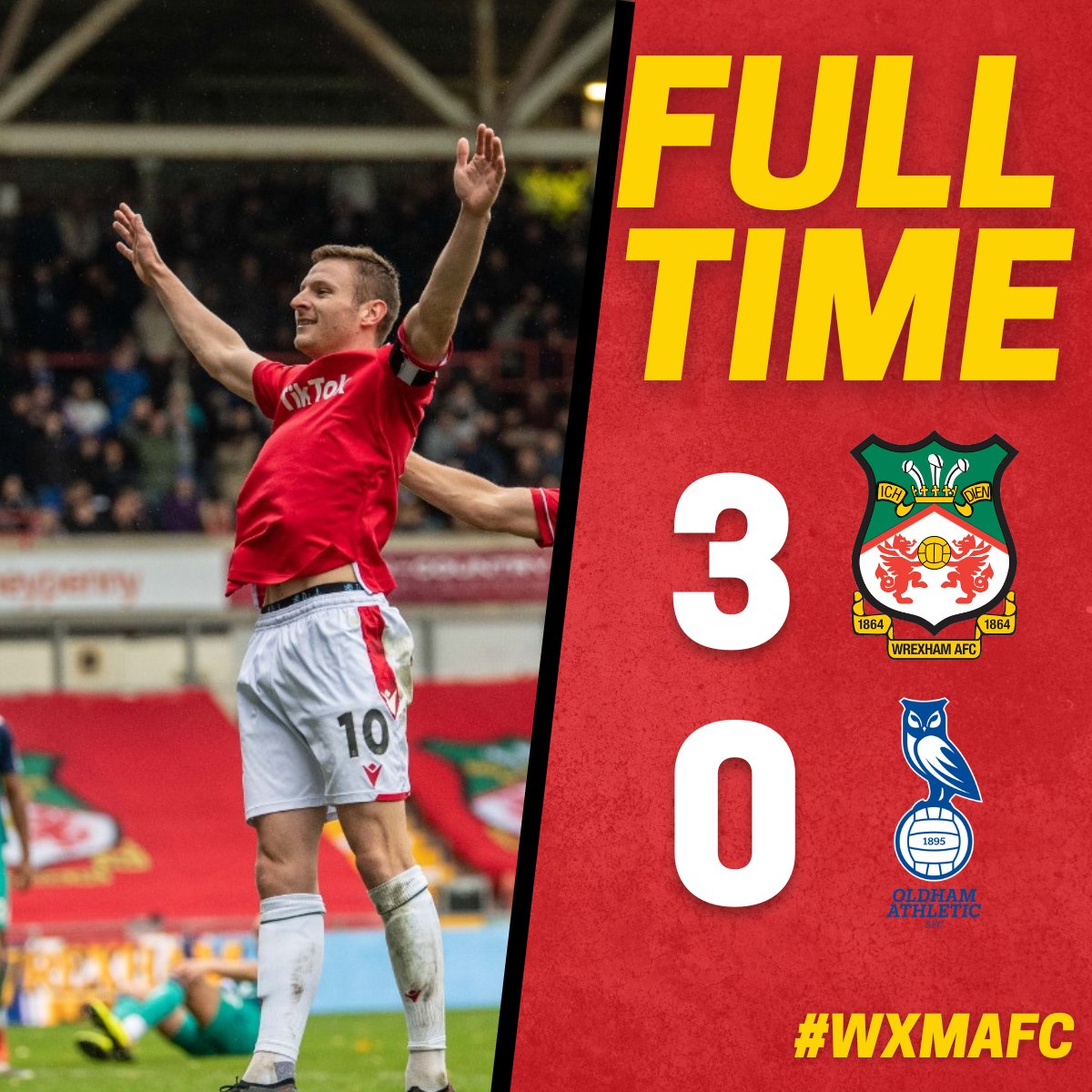 FT | Wrexham AFC 3-0 Oldham Athletic A Paul Mullin double and Sam Dalby strike send us into the second round proper! 🔴⚪#WxmAFC