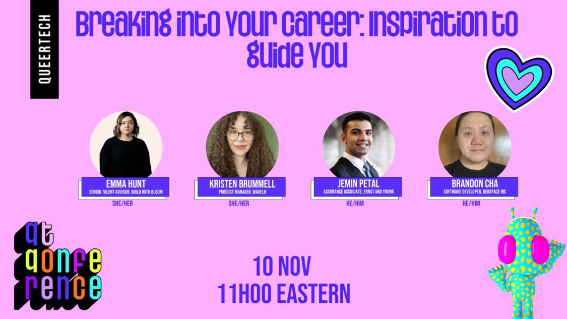 emmahunt10's tweet photo. After having a chat with the panelists, I’m even more excited to be coming up with questions and facilitating the conversation at @queertechhq - all of them have inspiring and unique perspectives around breaking or transitioning into tech. Join us https://t.co/gqFzeWwYrM https://t.co/ZcxhkIF60f