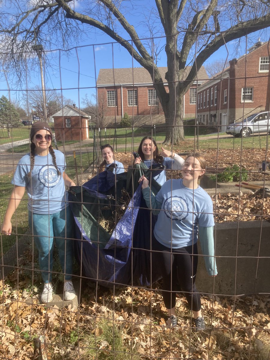 SAUGreenlife's tweet photo. Team GL and our favorite honorary member had tons of fun cleaning up the veggie garden and St. Vincent’s forest for Bee The Difference Day! @stambrose @sga_sau @SAUPresNovak https://t.co/o6prRyrEAp