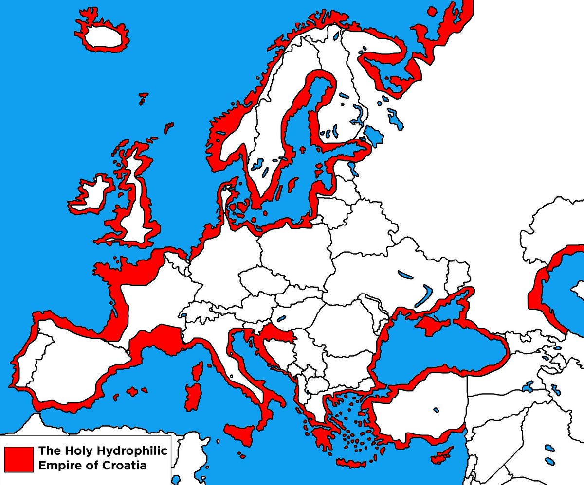 TerribleMaps's tweet image. March, 2053. Croatia finally manifests its destiny by hogging every coastline in Europe