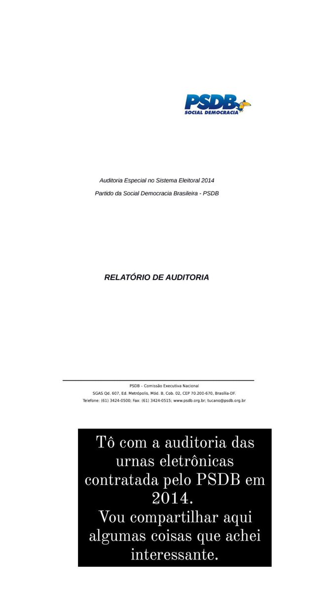 Rapha007Fraga's tweet photo. Desde sempre as suspeitas sobre as
urnas existem, a auditoria do PSDB
em 2014 já escancarava a situação
de risco e de possibilidade de
manipulação. Esse ano surgem
inúmeros questionamentos,
apontamentos de falhas lógicas e
estatísticas simplesmente
impossíveis de acontecer. +++++ https://t.co/AFQSmR7ixF