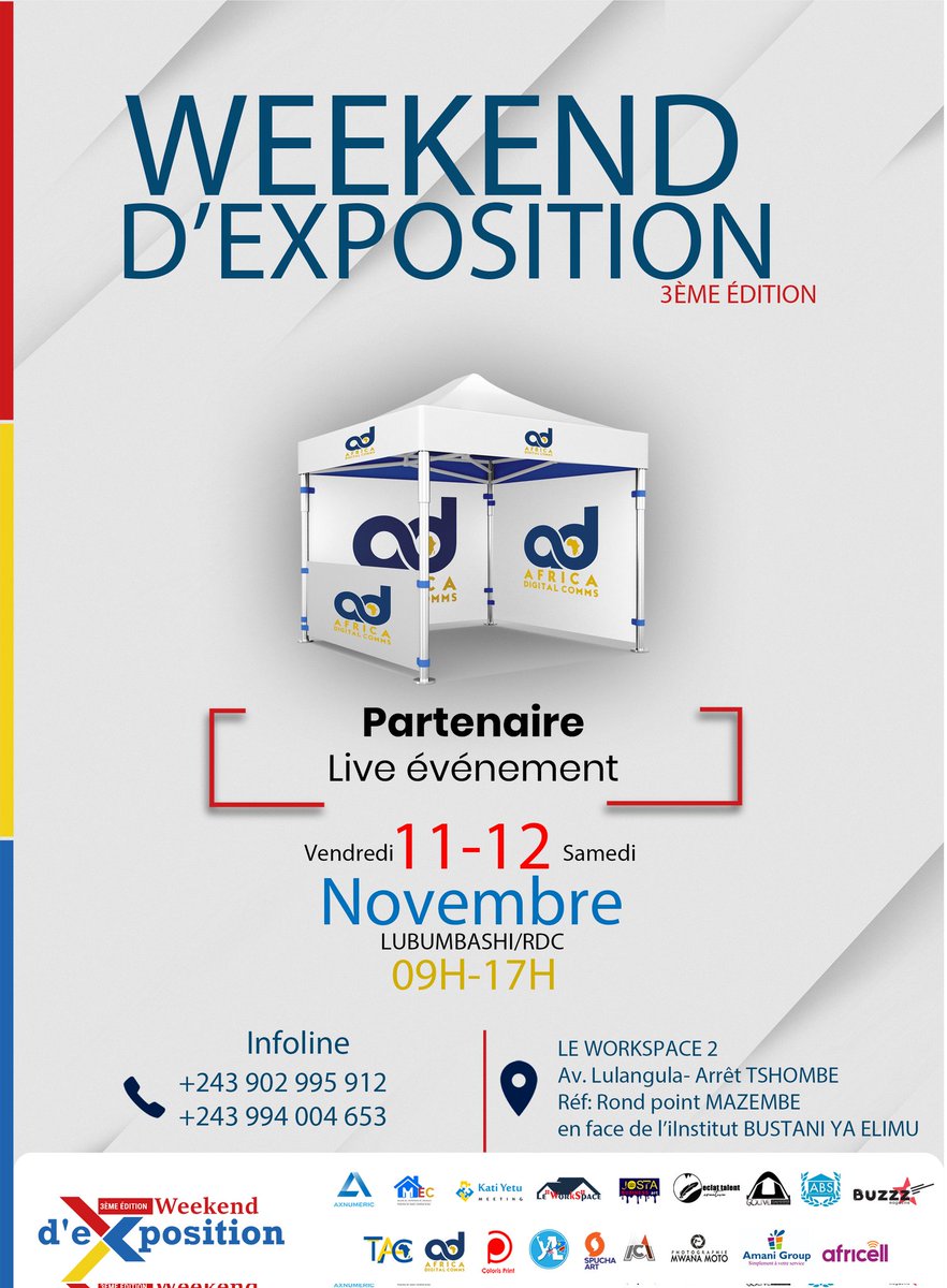 Africa Digital est une agence de communication,de marketing digital spécialisée dans le design graphique,la création des sites web et la diffusion en live des événements. Très honorés que leur équipe professionnelle assure le live du #WEEKENDEXPO3 #welcome 
#neratezpas 🇨🇩✌️🇨🇩