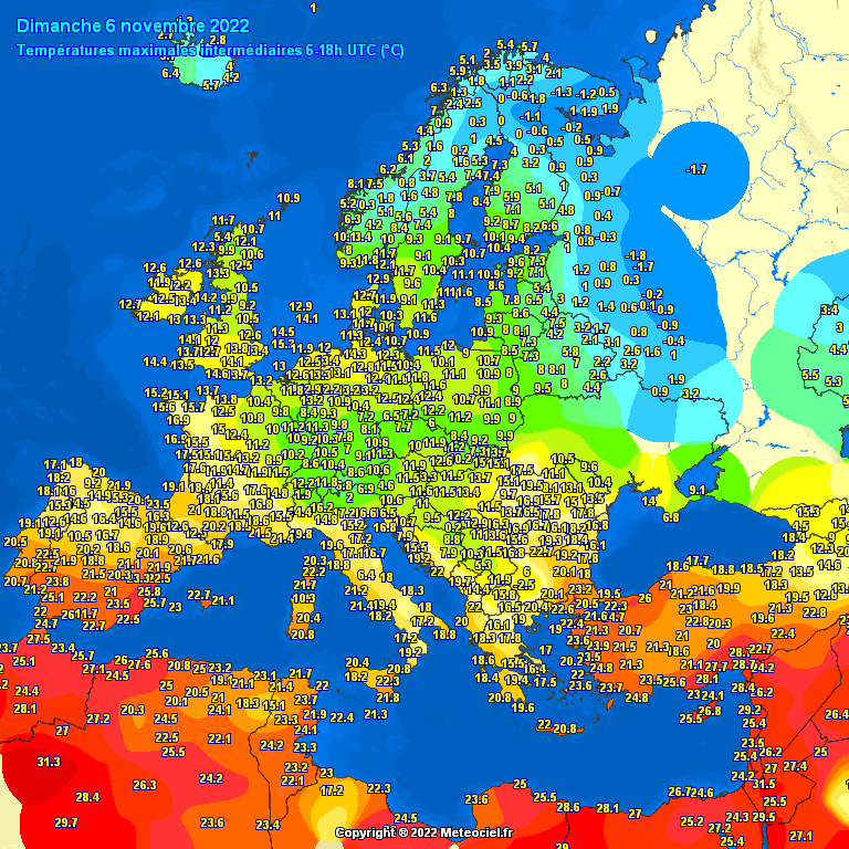 RAM_meteo's tweet photo. #Xativa , #Valencia, con 29,4 ºC la temperatura más alta de #Europa 
6 nov 2022  @meteociel https://t.co/t630BgAVON