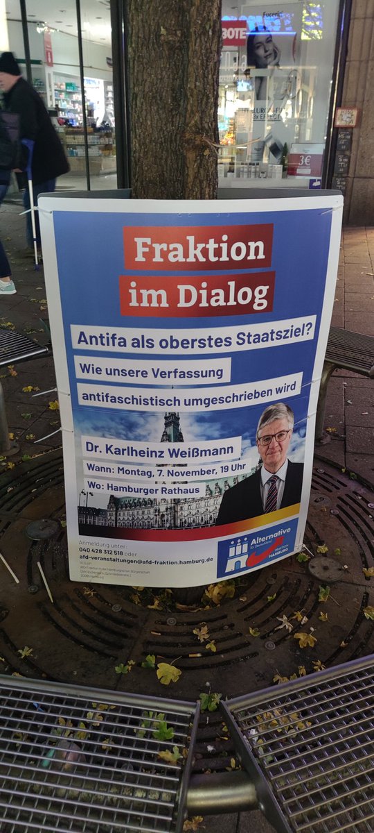 #Antifa als oberstes Staatsziel?

Klar, denn Demokratie muss antifaschistisch sein!
Dass faschistische Dreckschleudern wie <a href="/AfD_Fraktion_HH/">AfD-Fraktion Hamburg</a> das nicht wollen, ist klar!
Deswegen ganz klar Kante gegen rechte Hetzer! 🖕

#ALERTA! #ALERTA! #AntiFascista!
#NazisRaus #noafd #FCKNZS