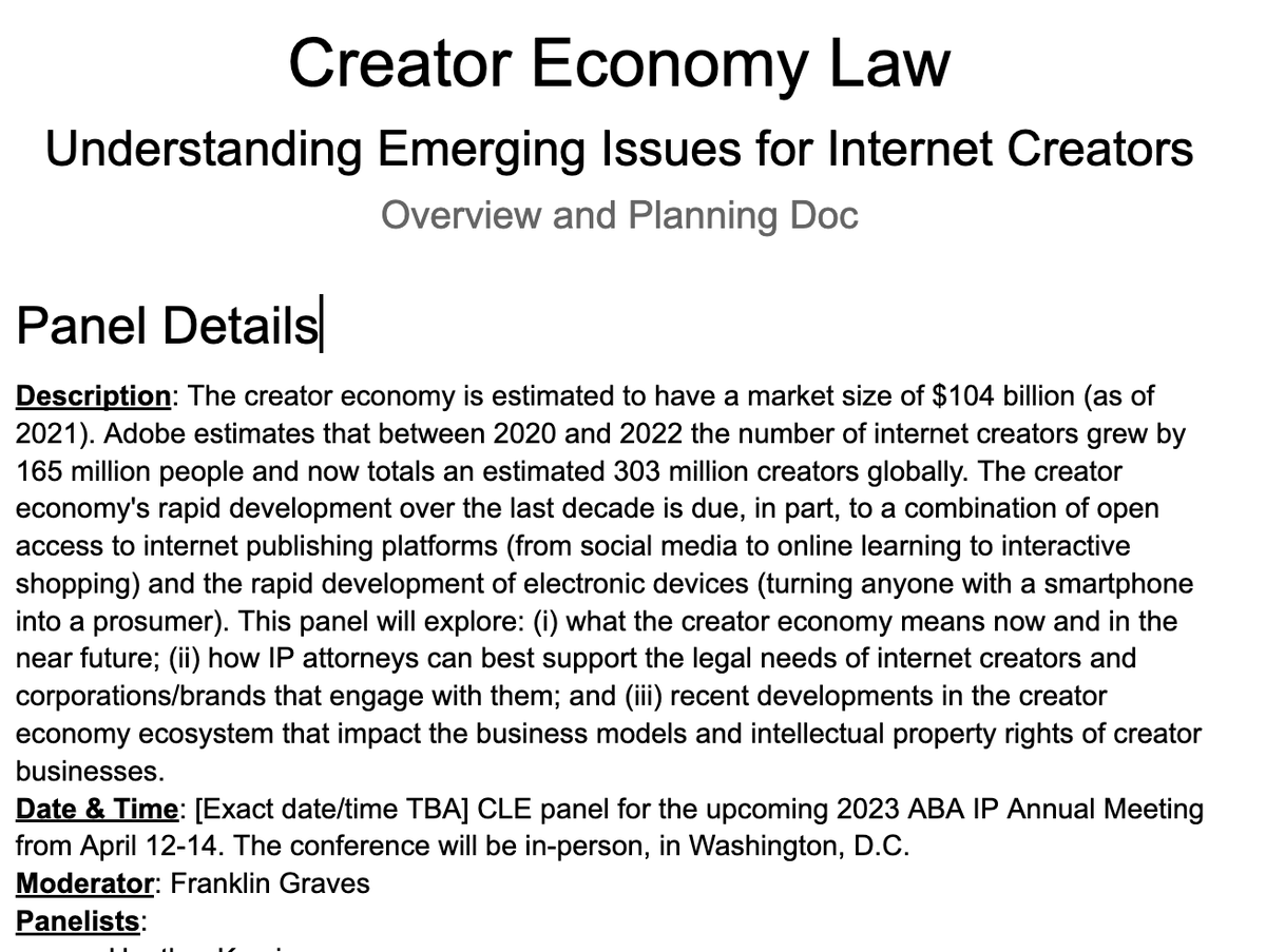 franklingraves's tweet photo. I'm stoked to announce #CreatorEconomyLaw is going to be a LIVE panel that I'll be moderating at the @ABAesq's #IPLSPRING23 Conference in Washington, D.C. 👏🏻👏🏻👏🏻
More to come, including the 2 speakers I've already confirmed (they're legit rock stars). #CreatorEconomy #IPLSPRING https://t.co/aXEv1xtKDU