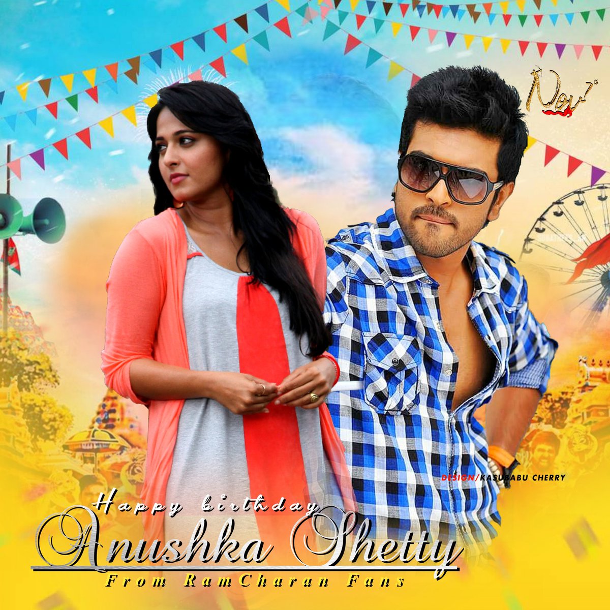 Happy birthday @MsAnushkaShetty garu on behalf of Mega power star @AlwaysRamCharan Fans 💐 

#HBDAnushkaShetty #HappyBirthdayAnushka 
#ManOfMassesRamCharan