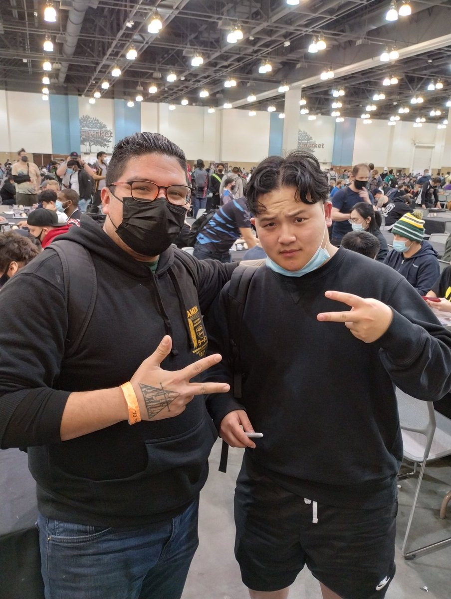 Palbertag's tweet photo. With the awesome @teamsamuraix1 my favorite Yu-Gi-Oh content creator nice seeing you in #YCSPasadena awesome time meeting all the people that I watch constantly!

Saludos Sam https://t.co/vrQMRFC8A7