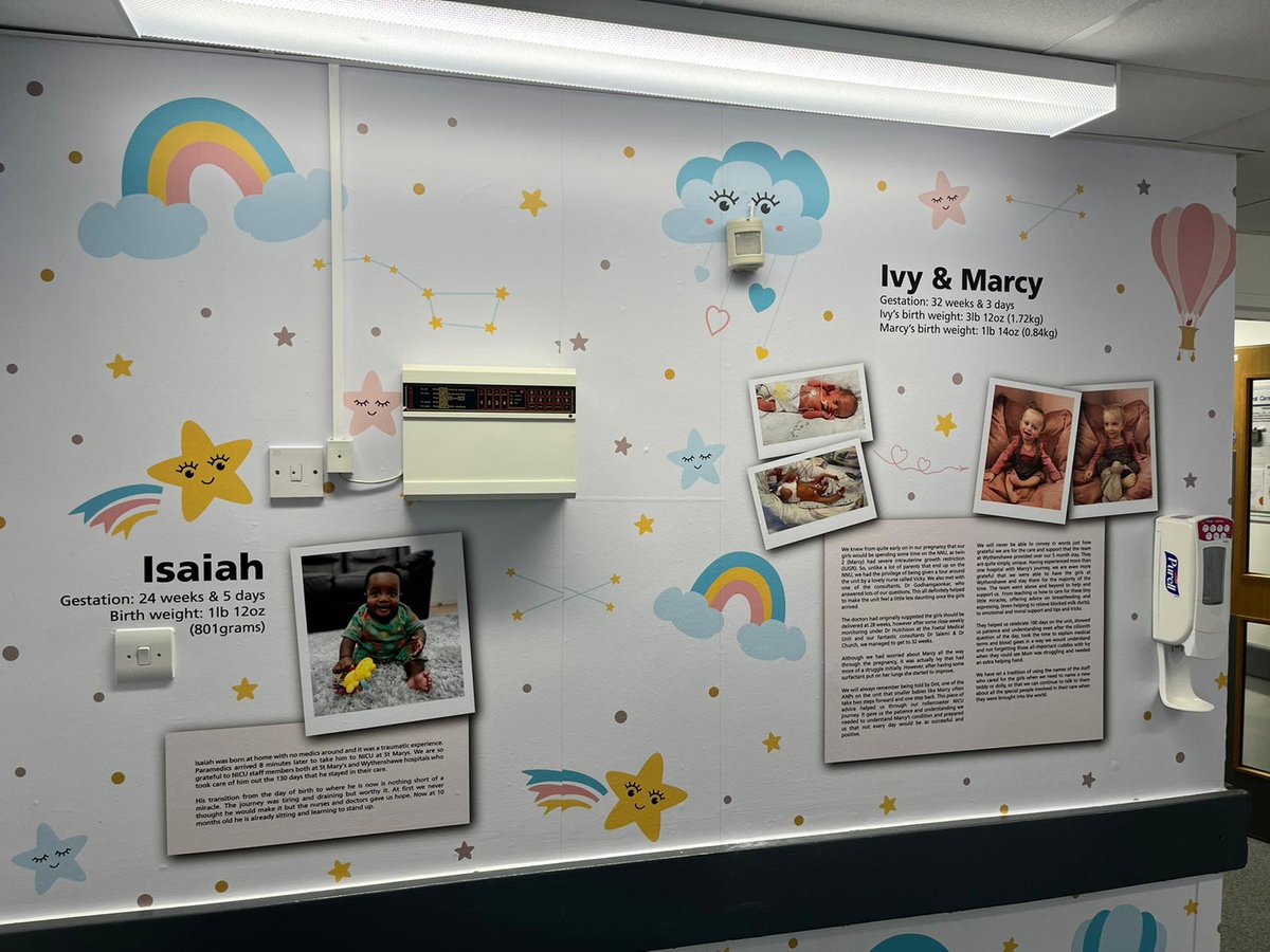 Absolutely love the new reception graphics at Wythenshawe NNU @MFT_SaintMarys. Thank you to all the families for their support with this project. #lookatmenow 💜