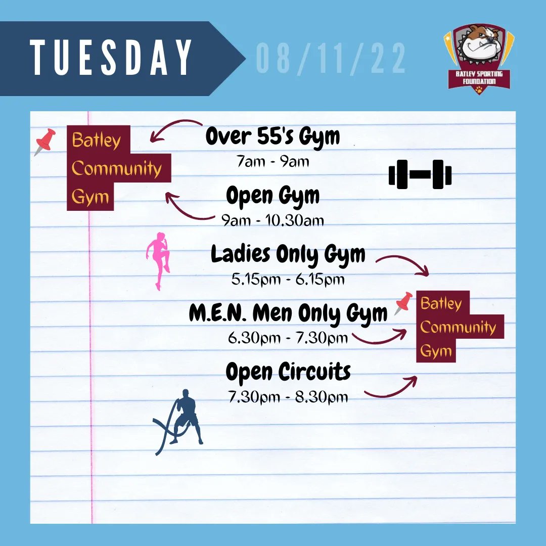 BatleySPF's tweet photo. 🗓 | 𝙏𝙞𝙢𝙚𝙩𝙖𝙗𝙡𝙚
Here is the timetable for WC 7th November!
💪 | Come along, get involved, get fit!
🤝 | @foxs_biscuits | @KirkleesCouncil | @BatleyRLFC
#Batley #dewsbury #birstall #Heckmondwike #Liversedge #Cleckheaton #Birkenshaw #shawcross #Healey #Morley #osset https://t.co/ENd0DyfpbK