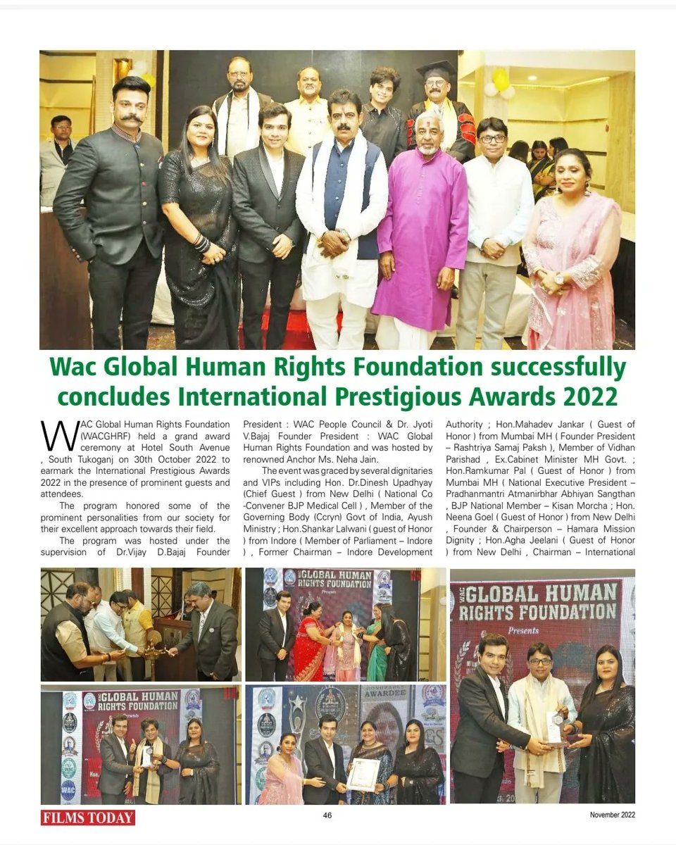 neena0786's tweet photo. delighted to #share #The #Coverage #of #magazine #FilmsToday, Volume-15, Issue No-11, #November2022 .
Thanks Dr. Vijay ji and Dr.Jyoti #ngos #hamaraamissiondignity #ngoindia https://t.co/0Qofa7XvqF