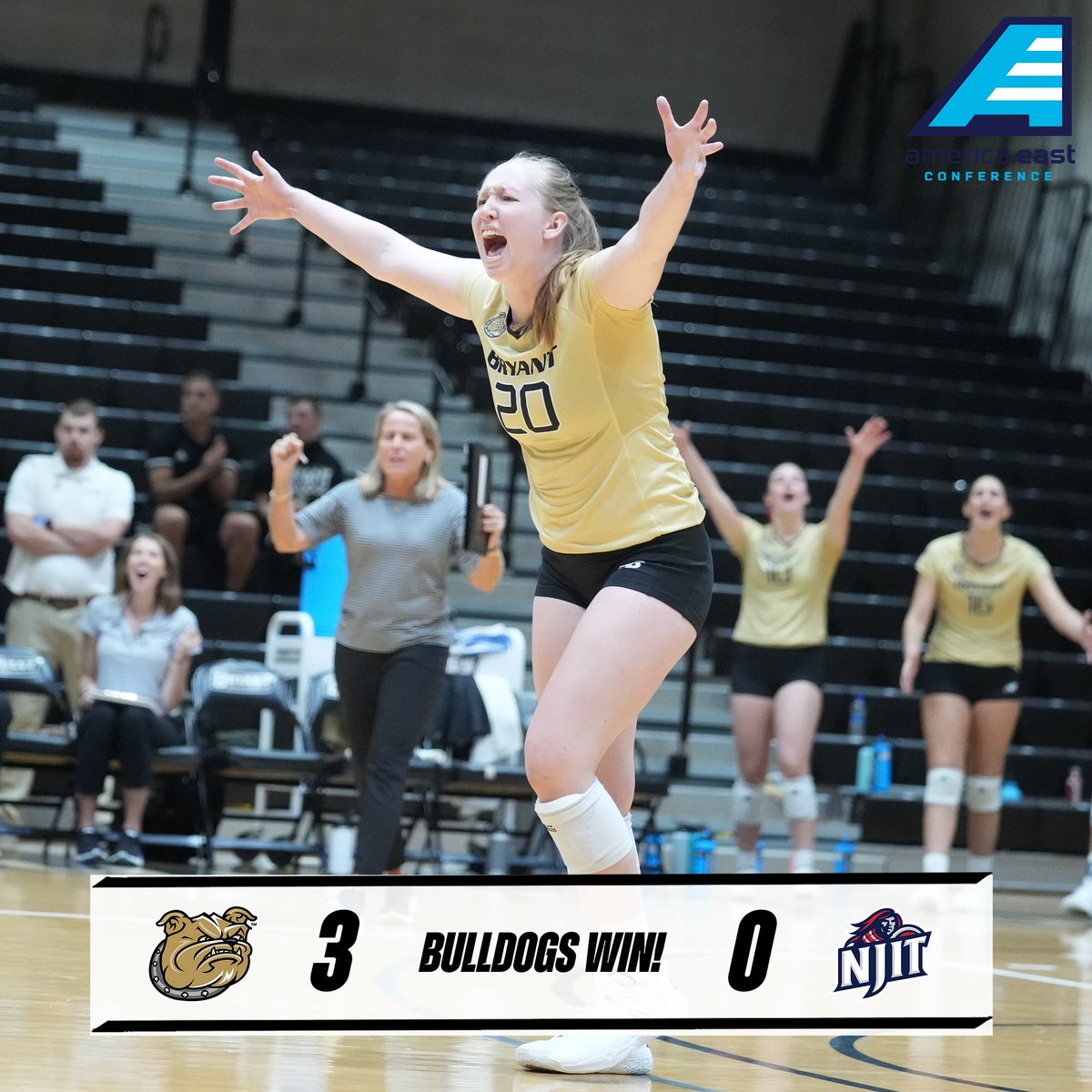 Bryant_Vball's tweet photo. BULLDOGS WIN AND THEY'RE GOIN' TO THE @americaeast PLAYOFFS! https://t.co/tN8pRfsZXz
