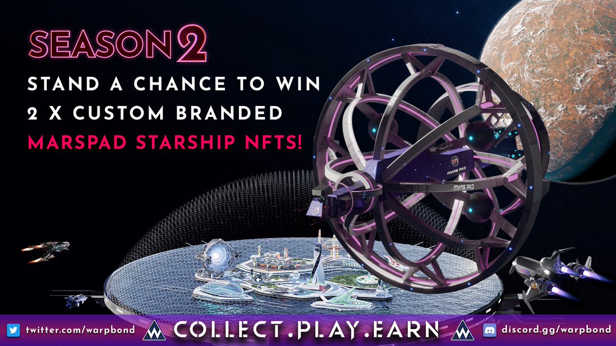 Captains!  Stand a chance to win 2 x custom branded Starships by joining the <a href="/MarspadPro/">MarsPad</a> IDO campaign below. 
- Each Starship is worth $250 and earns you $WARP credits daily!
- Each IDO will have a custom campaign and giveaway.
Ends: 11th Nov

Enter: galxe.com/WARPGame/campa…