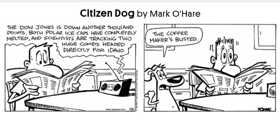De Citizen Dog van vandaag (gocomics.com/citizendog/202…), die volgens mij al zeker 20 jaar oud is, is echt ontzettend op tijd voor #COP27. #DontLookUp #CoffeeMaker