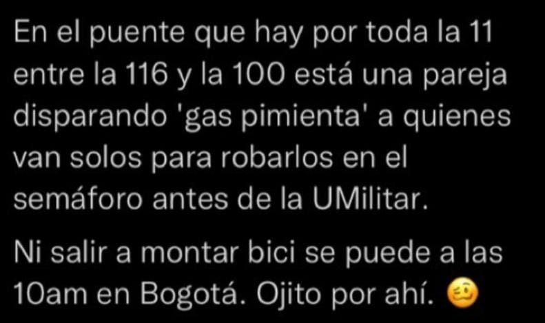 biciculturalu's tweet photo. No sabemos si hubo respuesta por parte de @PoliciaBogota o de @SeguridadBOG. Esperamos que no hayan logrado su objetivo con los usuarios de la ciclovia https://t.co/kk1WqXweZF