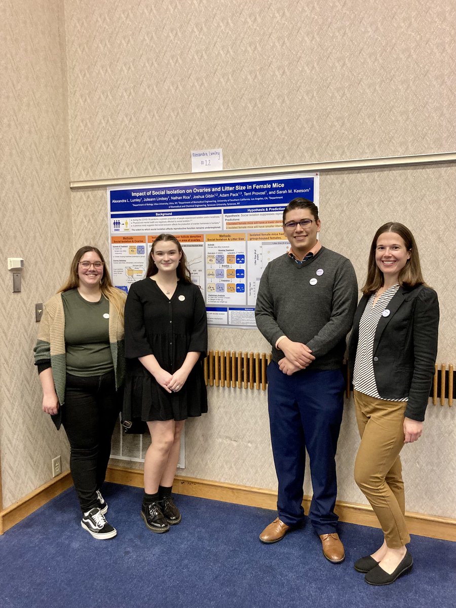 Lexi Lumley <a href="/alexandralumley/">Lexi Lumley</a> presented research on how social isolation affects reproduction at #DBNY2022. Co-authors include students Julieann Lindsey and <a href="/NathanR34847190/">Nathan Rice</a>, as well as Utica alum <a href="/GiblinJoshua/">Joshua Giblin</a> and professors <a href="/Drpackuc/">Adam</a>, <a href="/tprovost63/">Terri Provost</a> , and <a href="/SarahKeesom/">Dr. Sarah M. Keesom</a>. Well done!