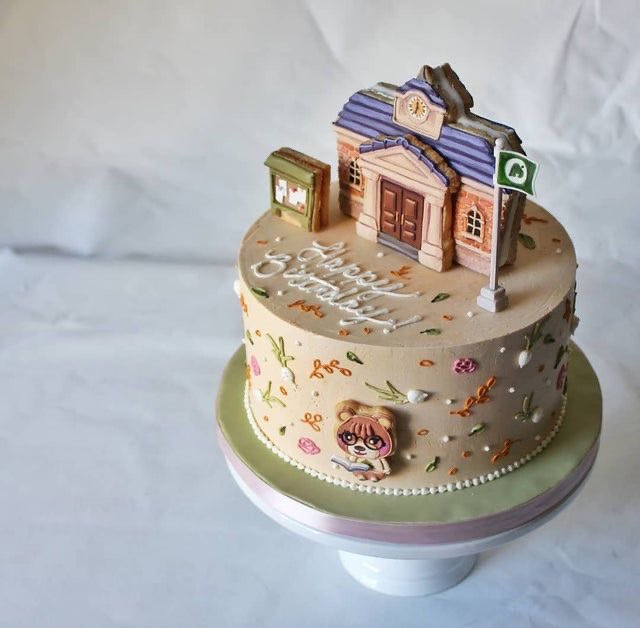 witchy_crossing's tweet photo. please look at this adorable Animal Crossing cake with cookie toppers🍰🍪 https://t.co/48IHFb6coz