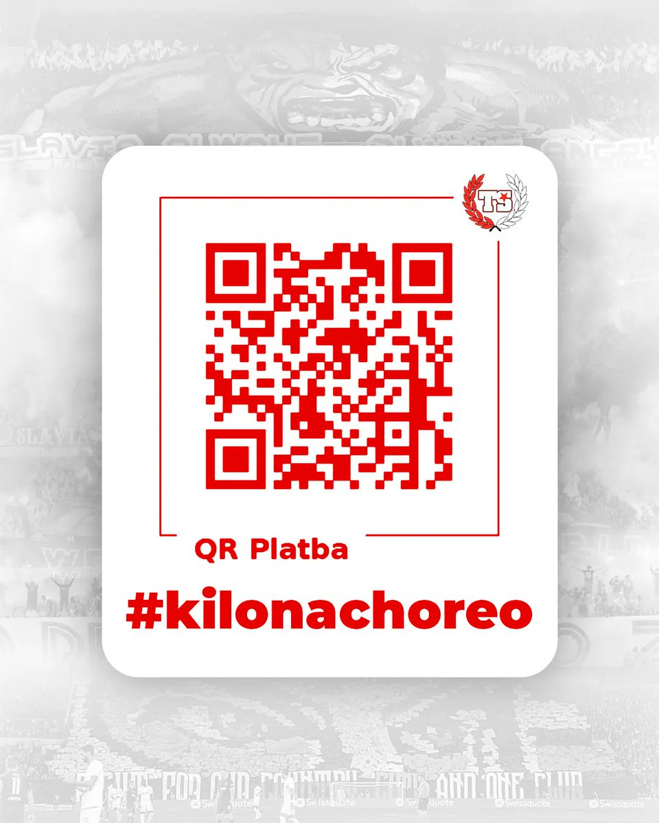 TRIBUNA_SEVER's tweet image. Prezentace Tribuny Sever můžeš podpořit na účtu 2401702360/2010 nebo přes tento QR kód. Přidat ruku k dílu můžeš případně i vlastní silou, ptej se u stupínku známých tváří.
#kilonachoreo #slavia #tribunasever #choreo