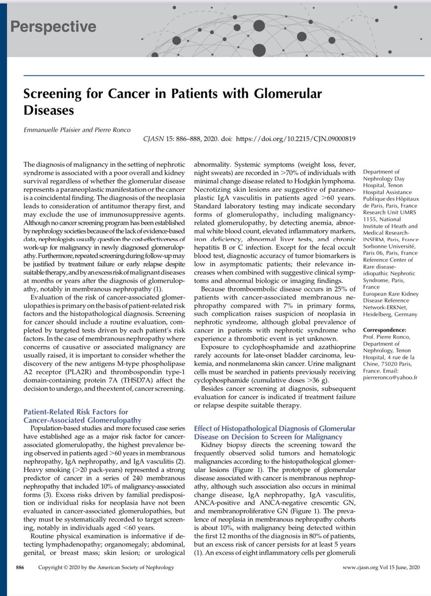 edgarvlermamd's tweet photo. Routine and cancer screening in patients with glomerulopathy ca. 2020 from @CJASN 
#KidneyWk #Nephpearls
#Onconephrology 🦀

👉🏼 https://t.co/obpgQjIpGA https://t.co/50n7G1YPhV